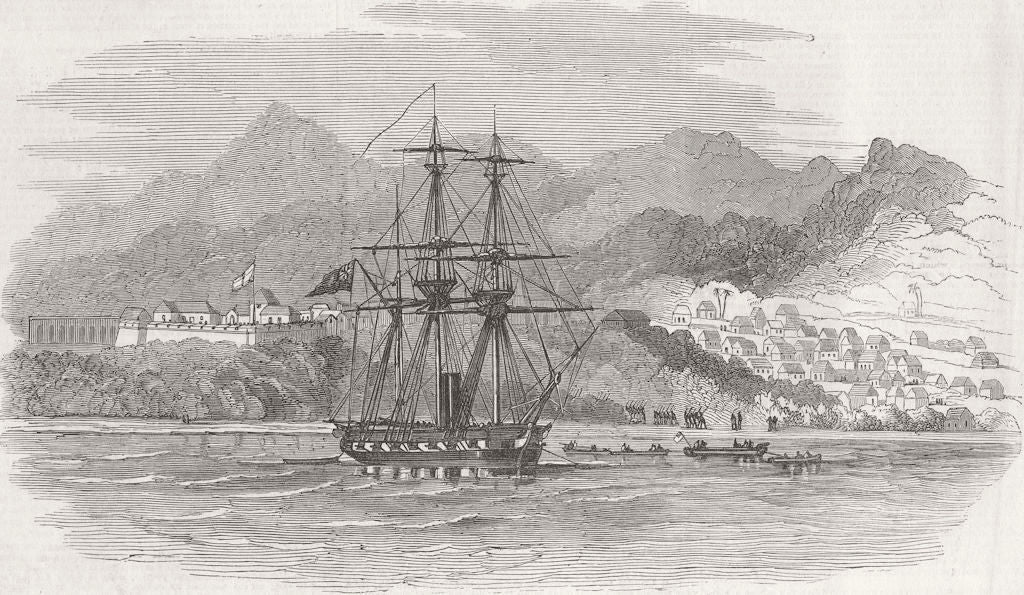 HONDURAS. Capture of Port Truxillo 1849 old antique vintage print picture